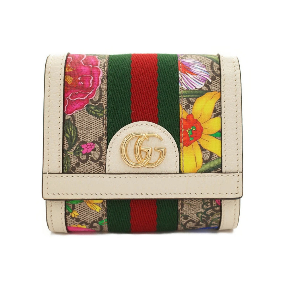 Gucci Ophidia GG Flora Flower Wallet Bi fold Short